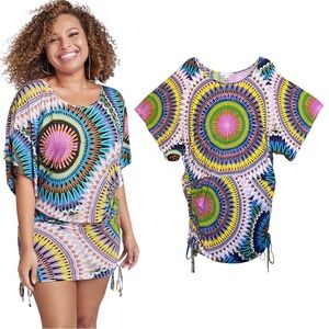 Lascana for Venus Banded Convertible Mini Dress Size 1X Printed‎ Multicolor